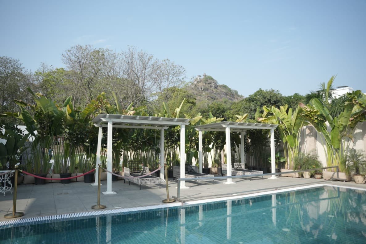 Ananta resort pool and pergolas by day